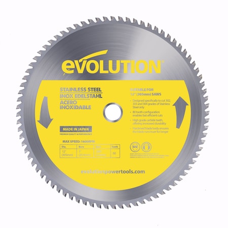 12 Stainless Steel Cutting Blade, 1 In Arbor